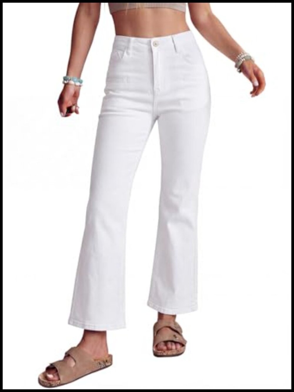 High Waisted Stretchy Bootcut Jeans Ankle Length Slim Fit Stretch Denim